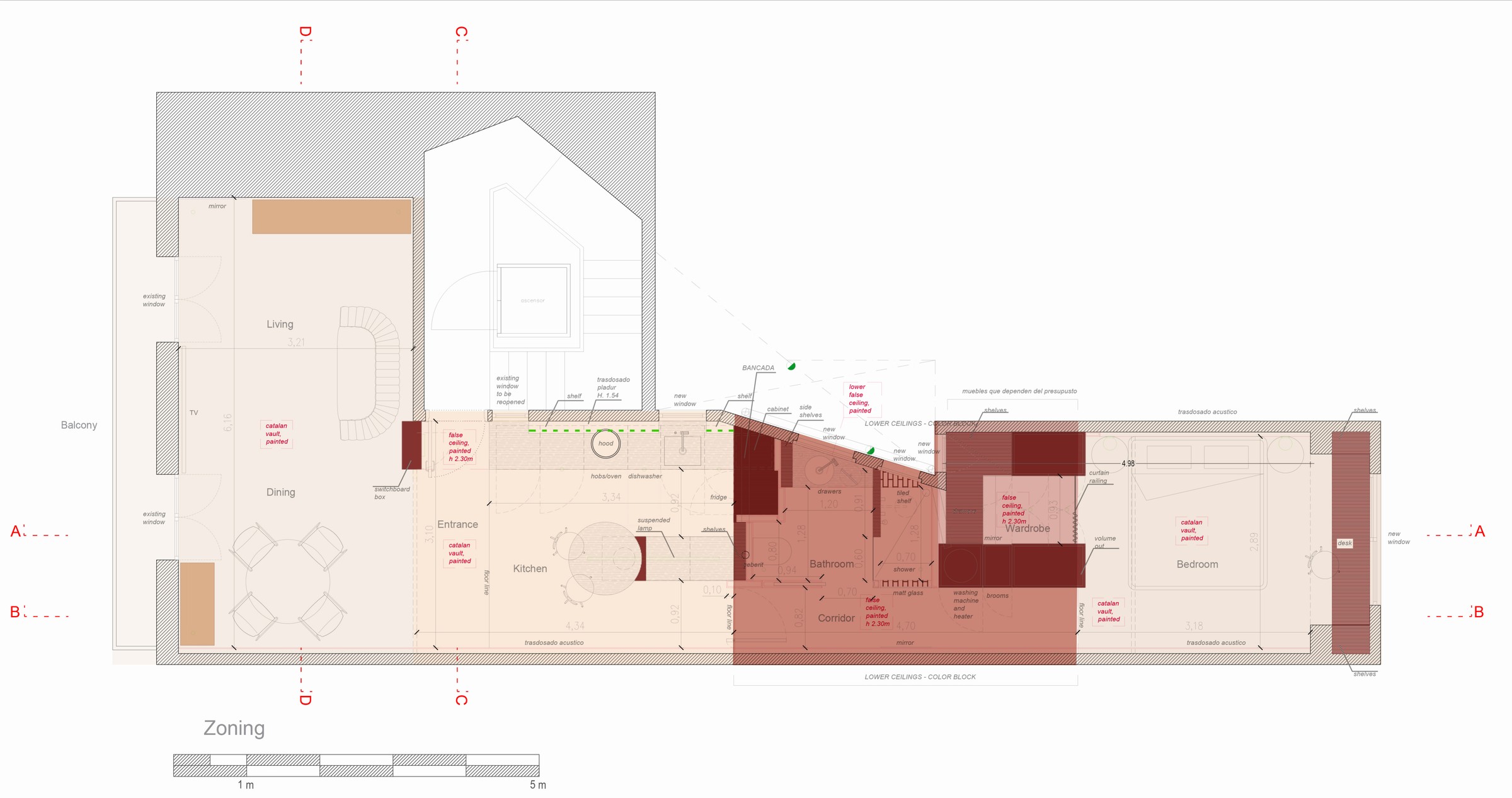 Viladomat Apartment in Barcelona by Colombo Architecture - zoning floor plan
